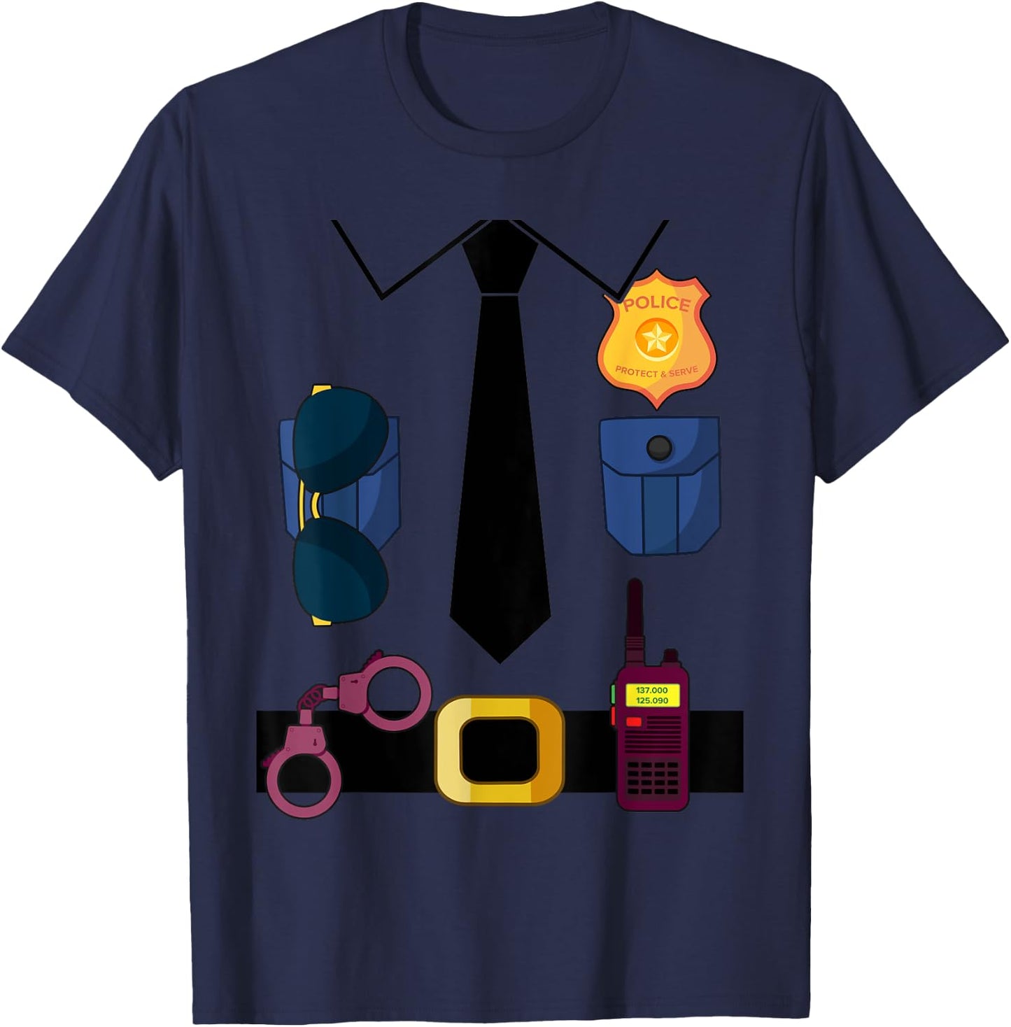 Police Costume For Kids & Adults Halloween Police Officer T-Shirt - T-Shirt | Navy