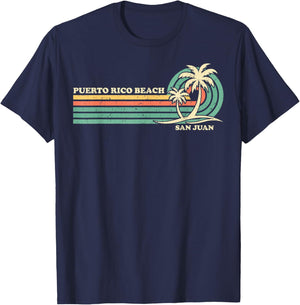 Vintage Retro Summer Vacation San Juan Puerto Rico Beach Men Women Kids T-Shirt - T-Shirt | Navy