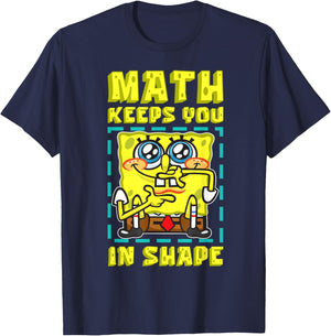 Mademark x SpongeBob SquarePants - SpongeBob Math Keeps You In Shape Funny Math Joke Students T-Shirt - T-Shirt | Navy