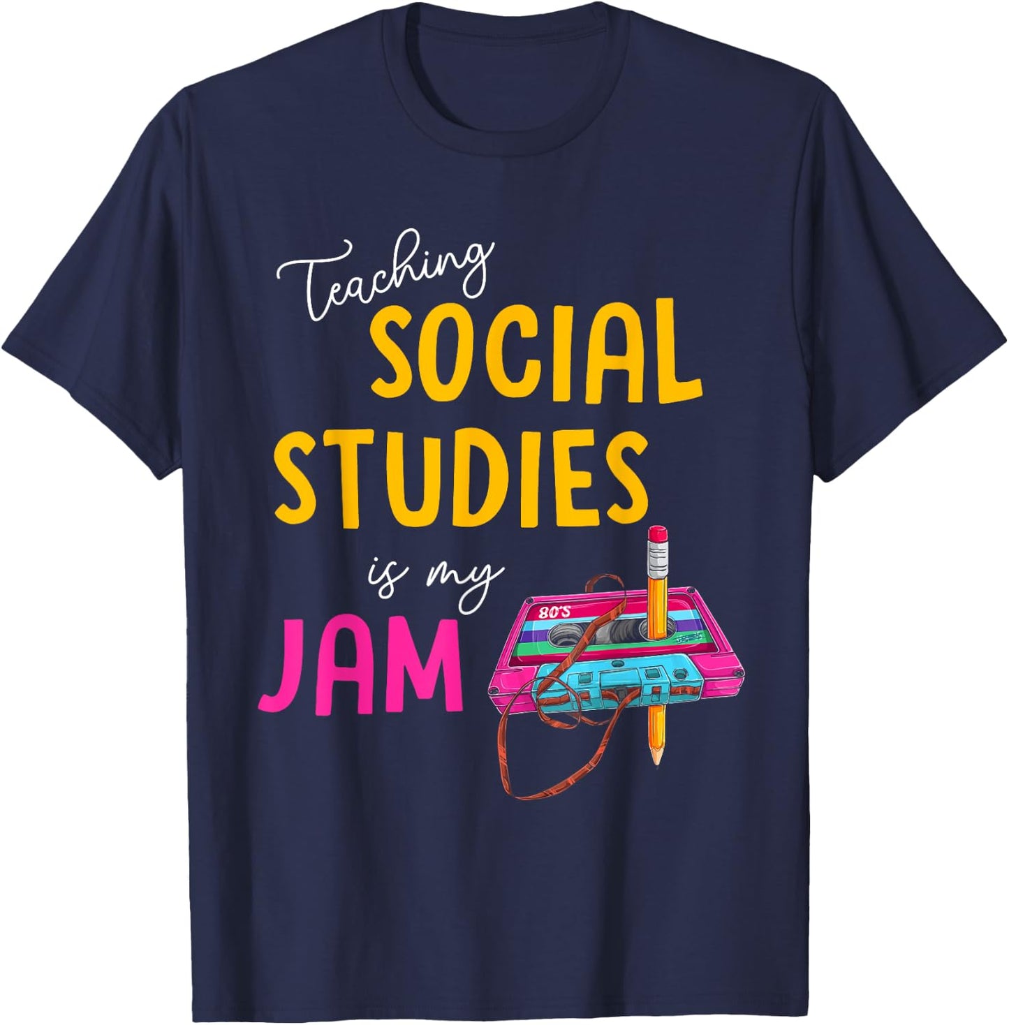 Teaching Social Studies Is My Jam Back To School Teacher Kid T-Shirt - T-Shirt | Navy