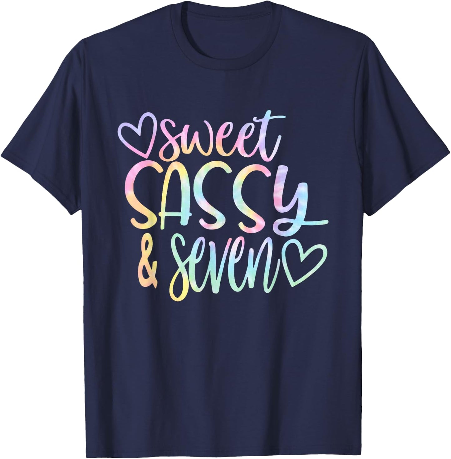 Sweet Sassy and Seven Girl's Birthday Tie Dye Girls Kids T-Shirt - T-Shirt | Navy
