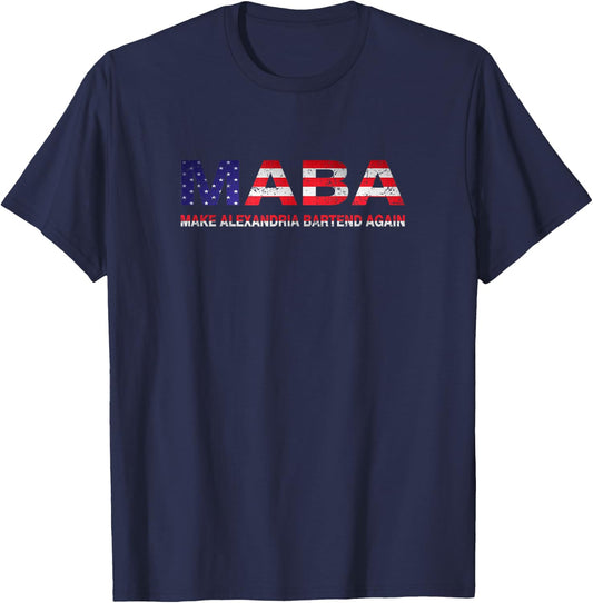 MABA Make AOC Alexandria Ocasio-Cortez Bartend Again US Flag T-Shirt - T-Shirt | Navy
