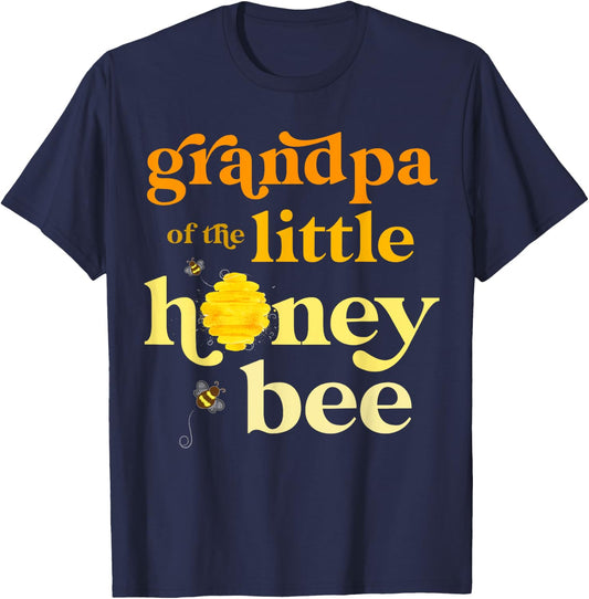 Grandpa Little Honey Bee Birthday Gender Reveal Baby Shower T-Shirt - T-Shirt | Navy