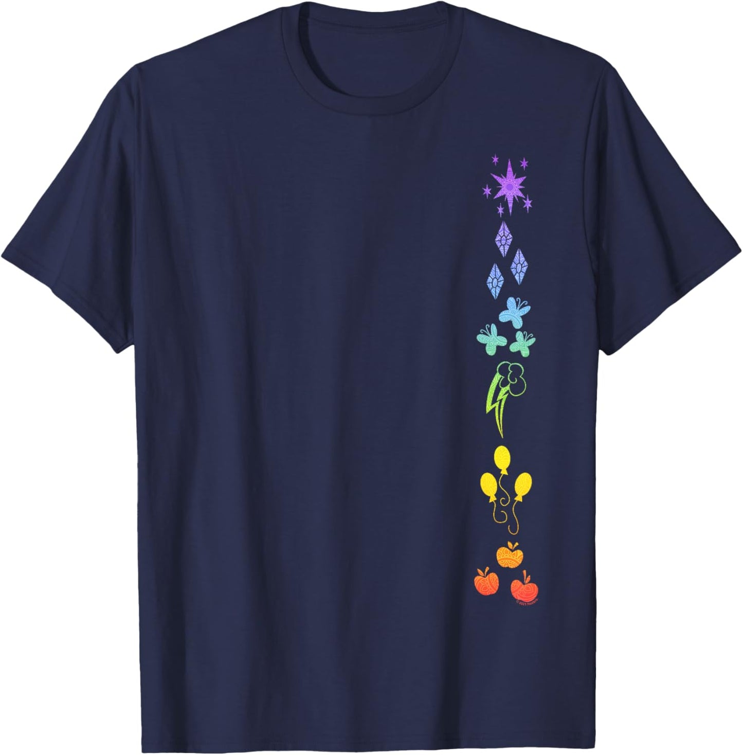 My Little Pony: Friendship is Magic Rainbow Ponies Aligned T-Shirt - T-Shirt | Navy