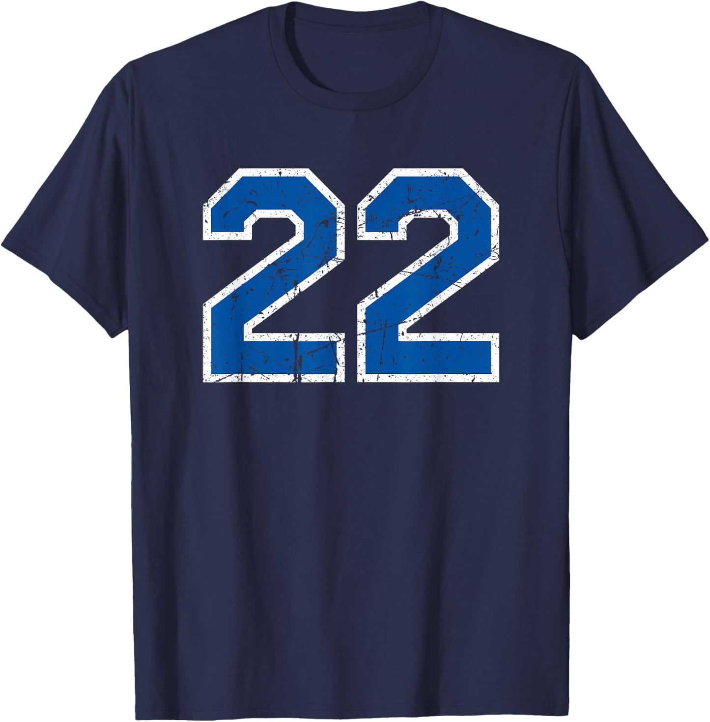 Number #22 Vintage White/Blue Plain Number T-Shirt - T-Shirt | Navy