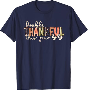 Twins Fall Pregnancy Thanksgiving Pregnancy Announcement FAL T-Shirt - T-Shirt | Navy