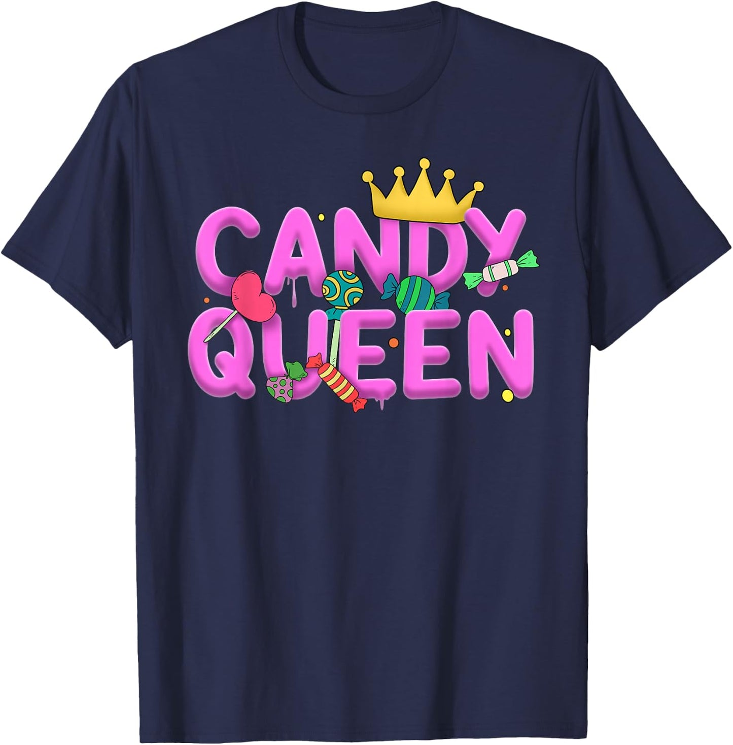 Cool Candy Queen Art Girls Candy Lollipop Lovers T-Shirt - T-Shirt | Navy