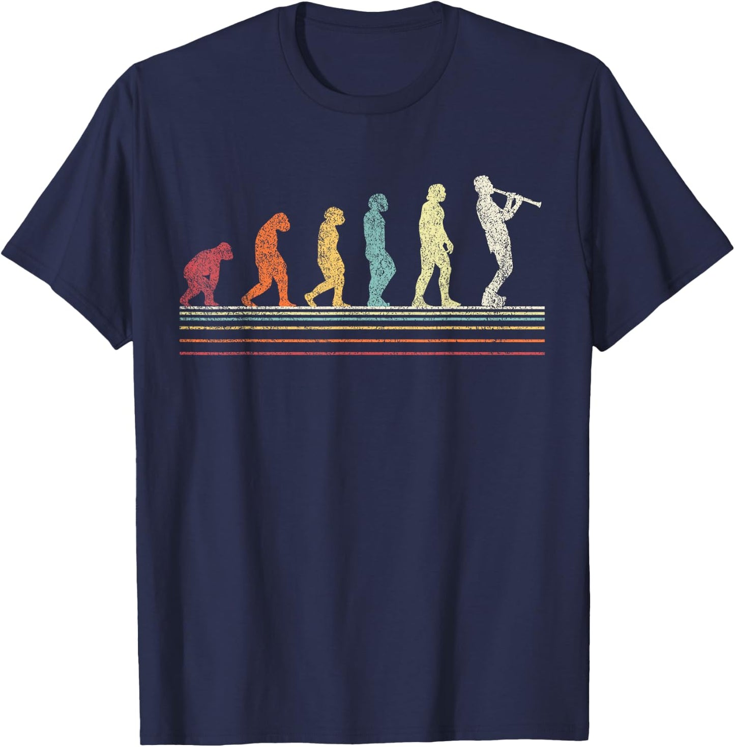 Funny Clarinet Player Evolution Musician Retro Vintage T-Shirt - T-Shirt | Navy