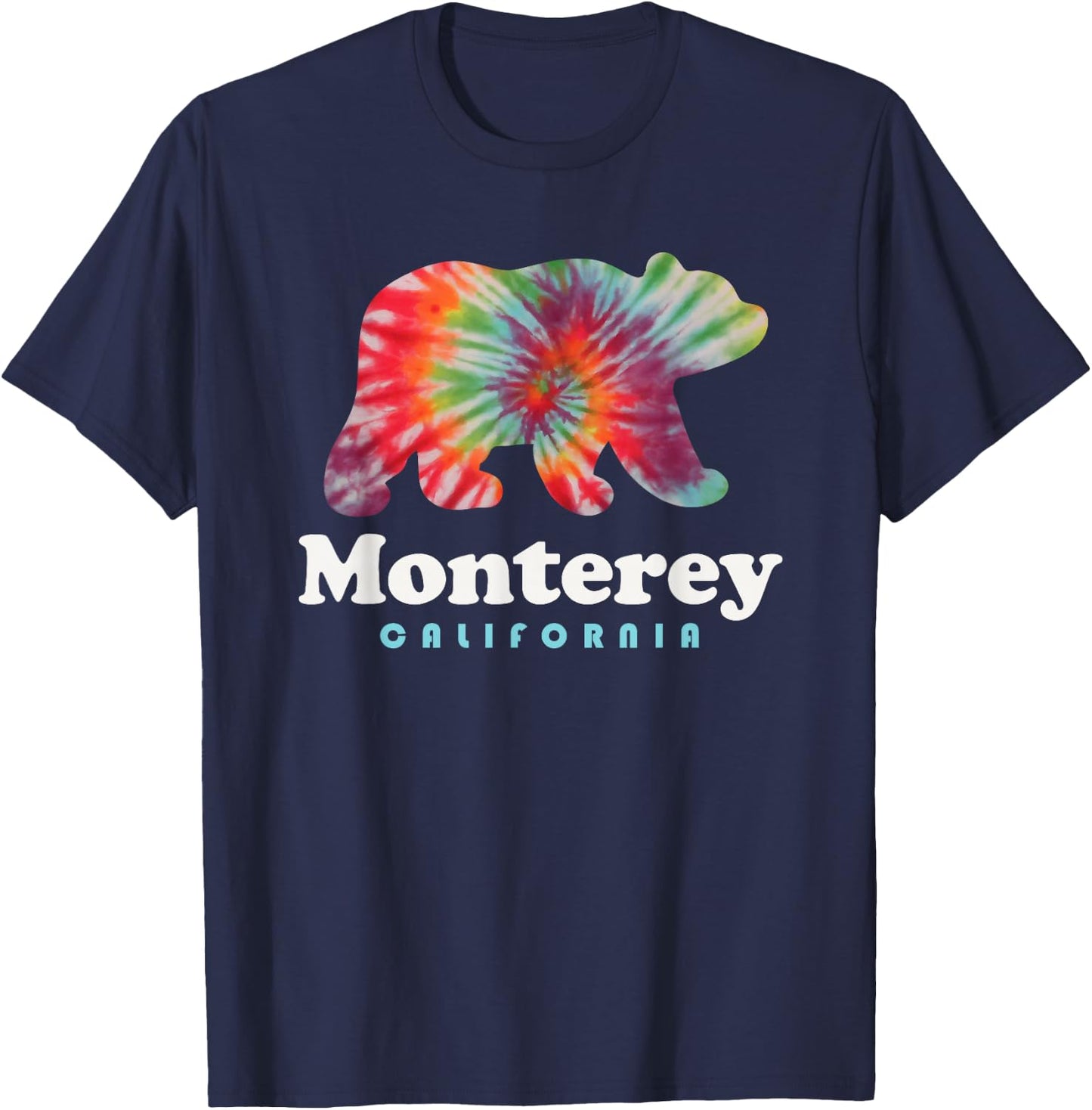 Monterey California Bear Tie Dye Hippie Carmel Valley T-Shirt - T-Shirt | Navy