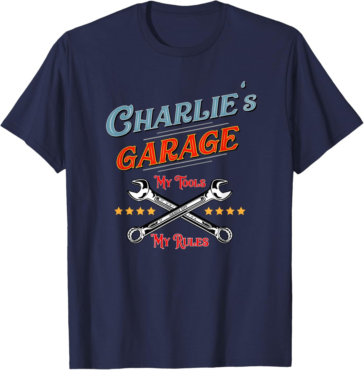 CHARLIE'S GARAGE funny shirt boys teens gift T-Shirt - T-Shirt | Navy