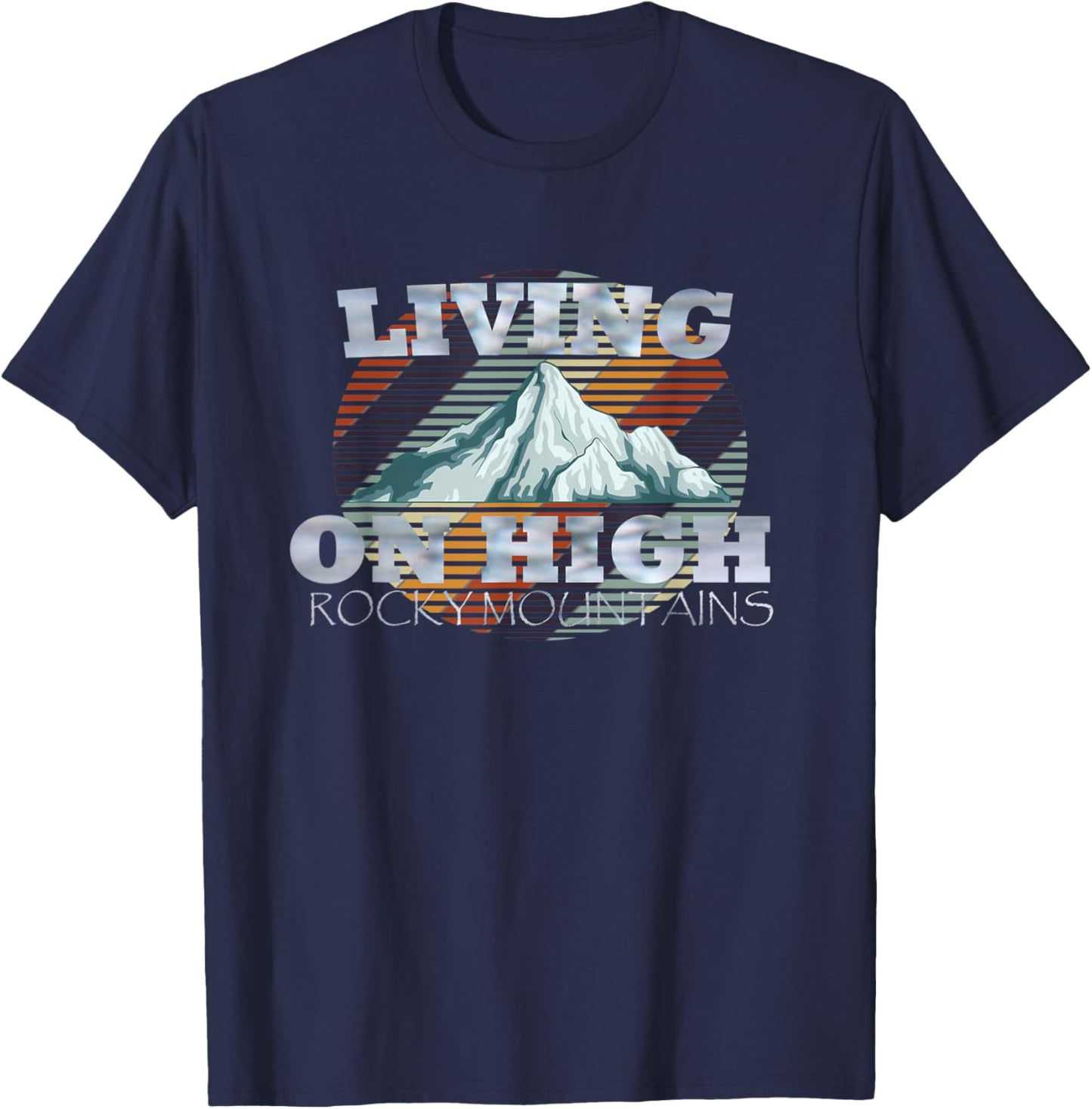 Vintage Living On High Rocky Mountains T-Shirt - T-Shirt | Navy