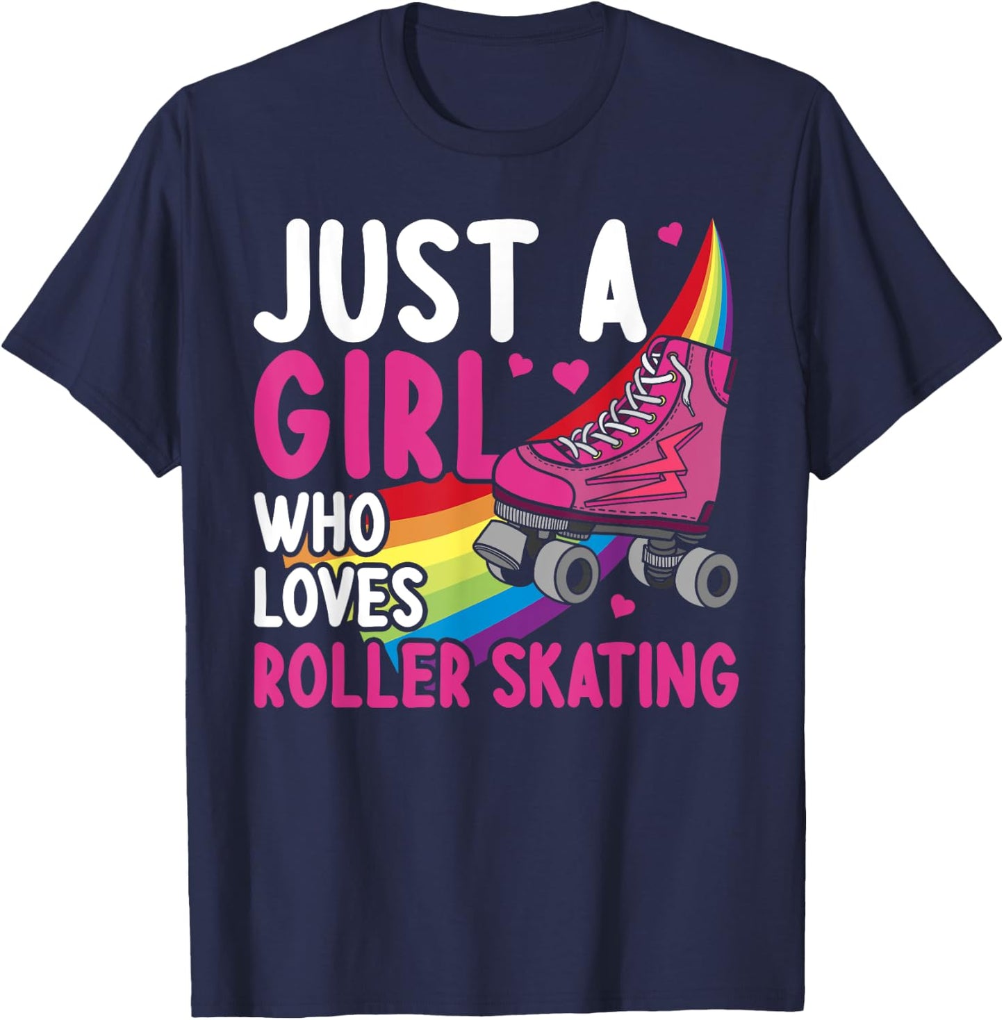 Funny Roller Skating Art Girls Women Kids Roller Disco Skate T-Shirt - T-Shirt | Navy