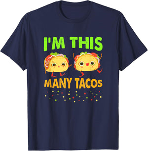 I'm This Many Tacos Second Birthday Twosday Cinco De Mayo T-Shirt - T-Shirt | Navy
