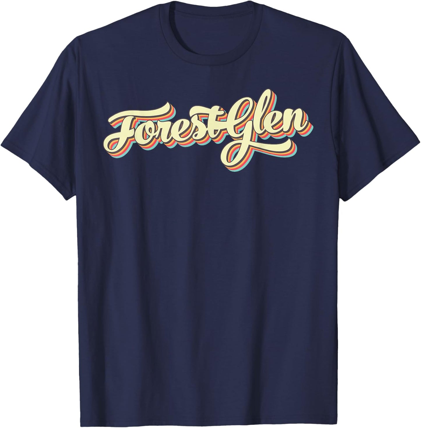 Forest Glen Retro Art Baseball Font Vintage T-Shirt - T-Shirt | Navy