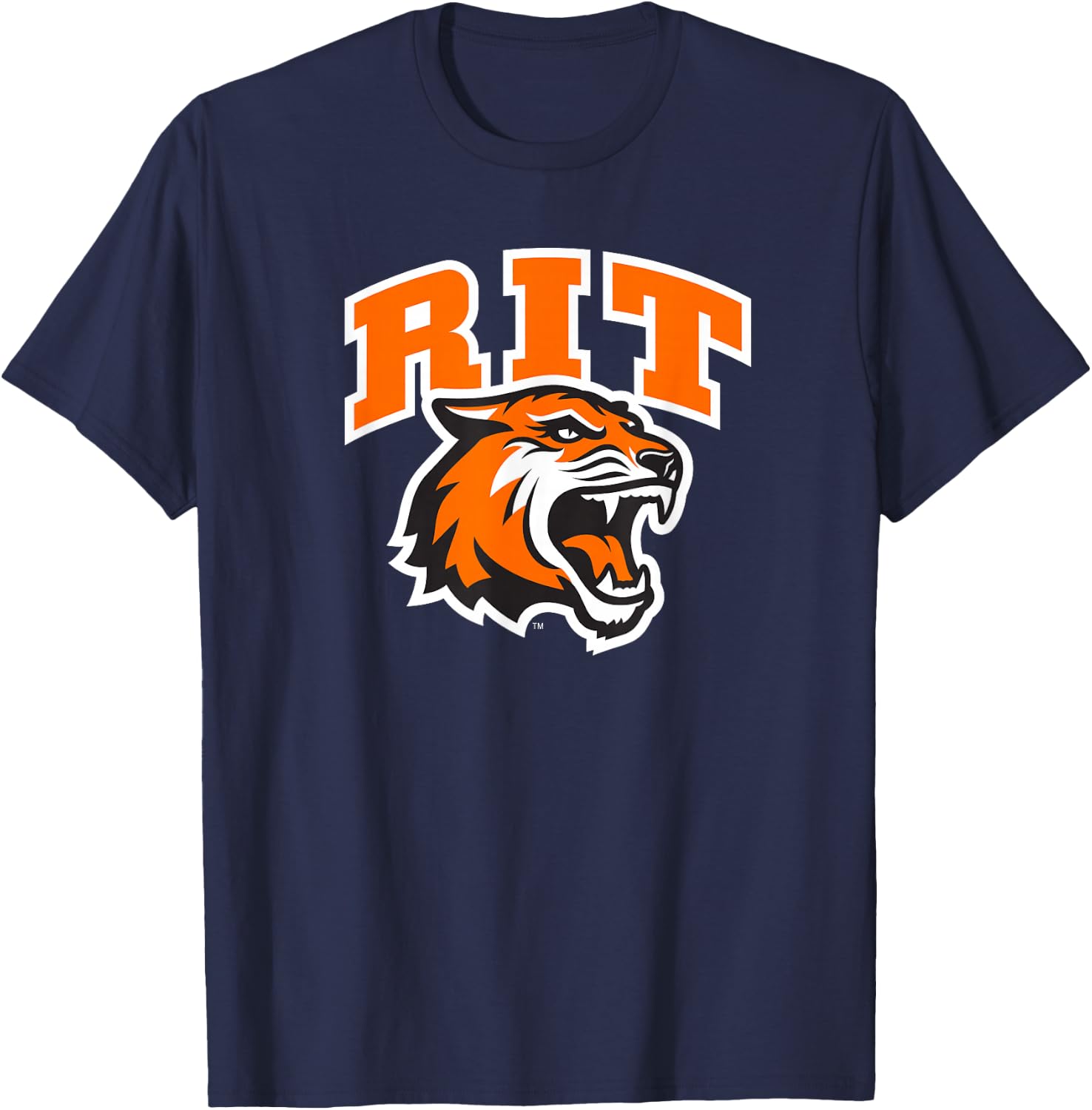 Rochester Institute of Technology RIT Tiger Stacked Logo T-Shirt - T-Shirt | Navy
