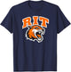Rochester Institute of Technology RIT Tiger Stacked Logo T-Shirt - T-Shirt | Navy