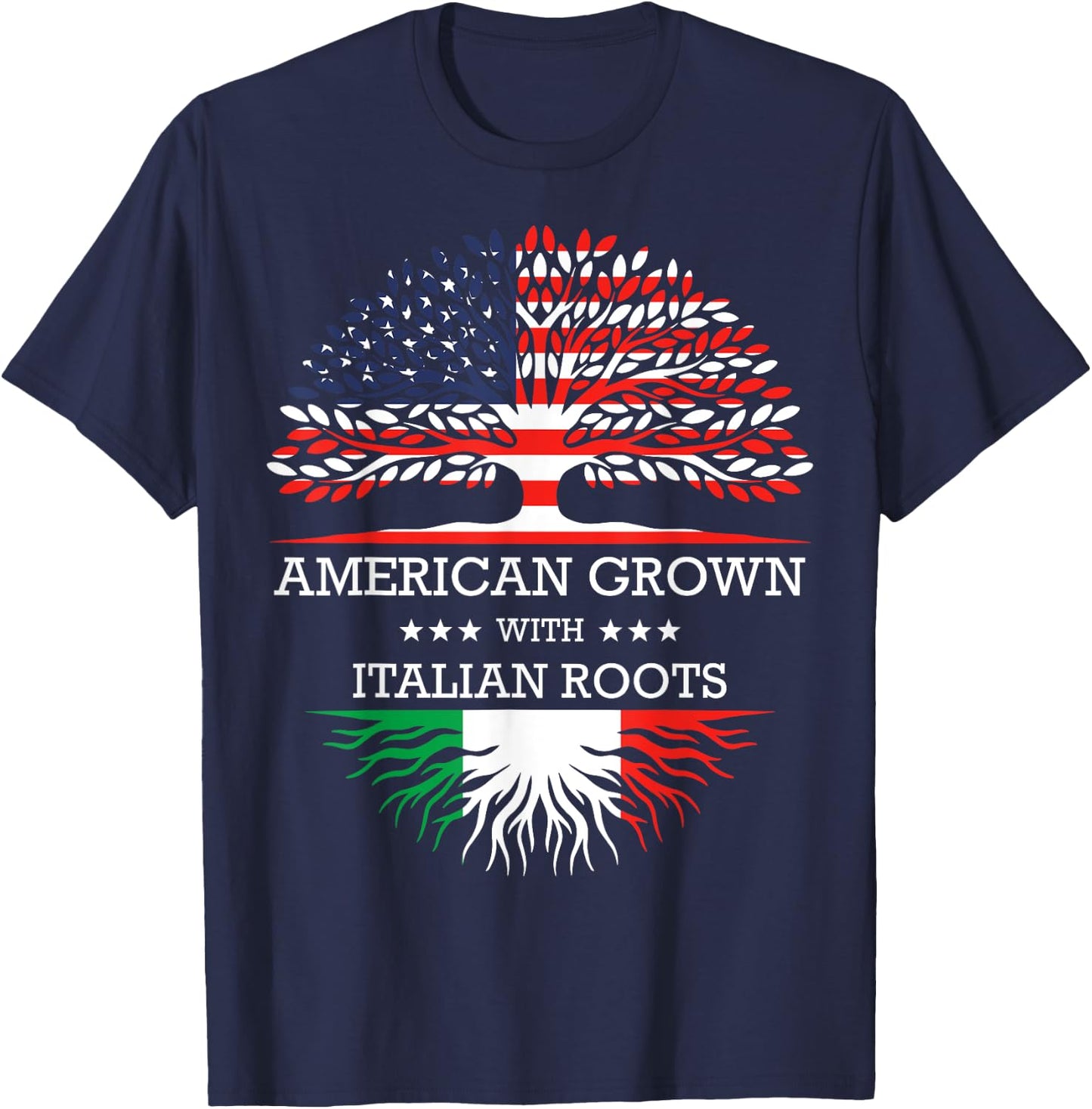 American Grown with Italian Roots USA Flag T-Shirt - T-Shirt | Navy
