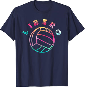 Funny Libero Volleyball Defensive Player Position Colorful T-Shirt - T-Shirt | Navy