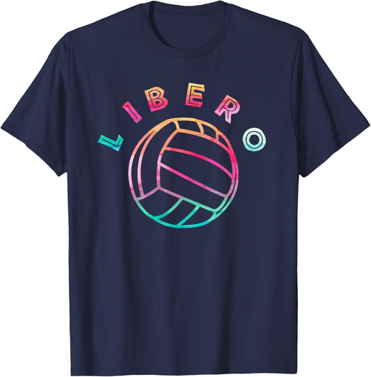 Funny Libero Volleyball Defensive Player Position Colorful T-Shirt - T-Shirt | Navy