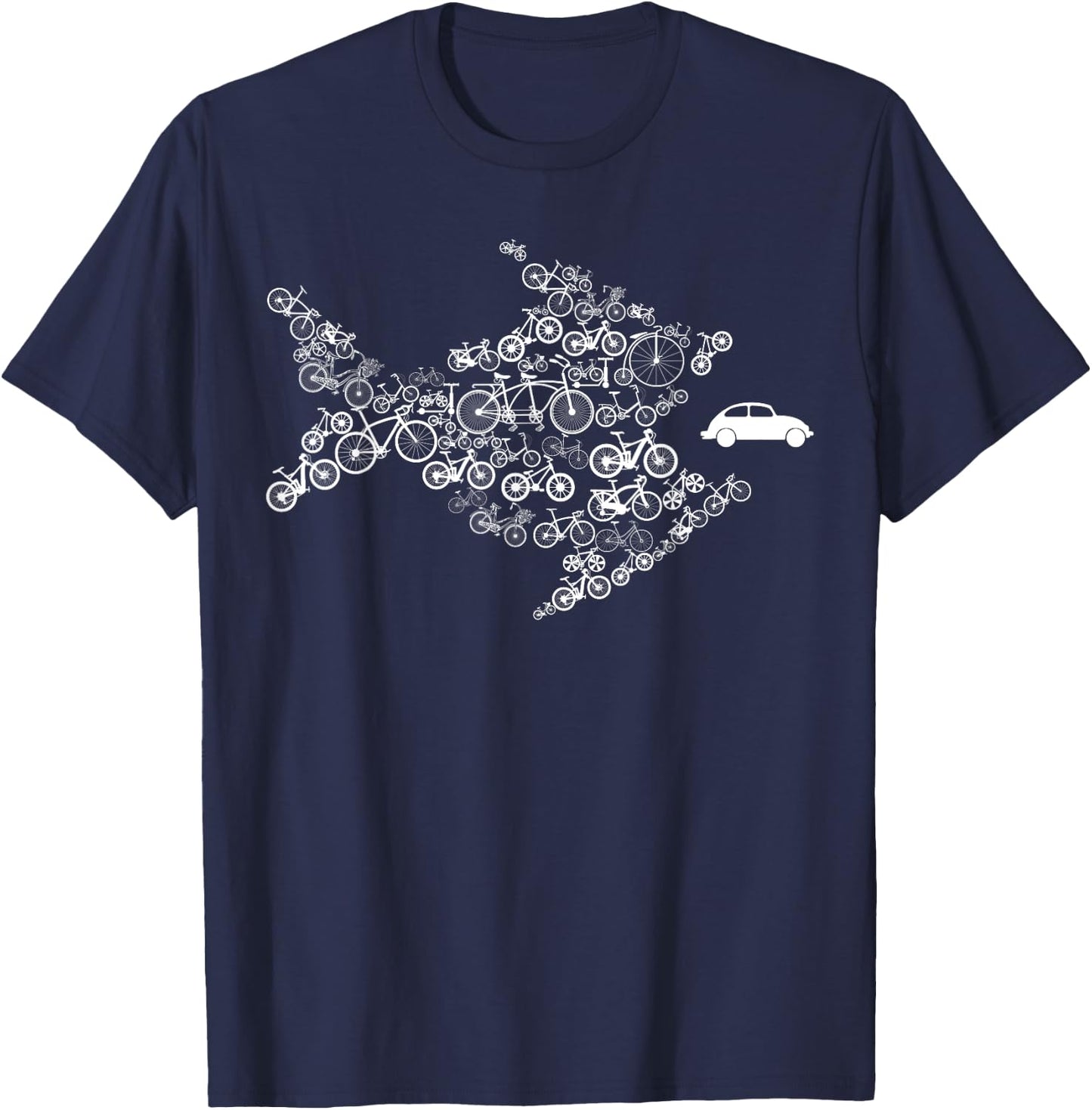 Bicycle fish eats car T-Shirt - T-Shirt | Navy