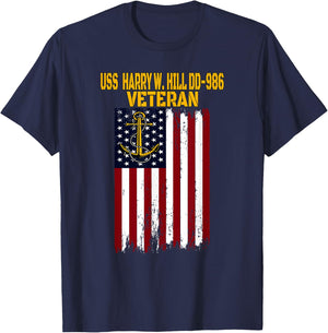 USS Harry W. Hill DD-986 Warship Veterans Day Father's Day T-Shirt - T-Shirt | Navy