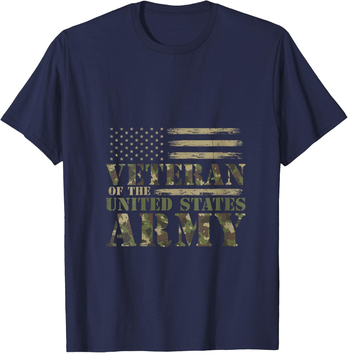 Proud Soldier United States Army USA Flag Camouflage Veteran V-Neck T-Shirt - T-Shirt | Navy