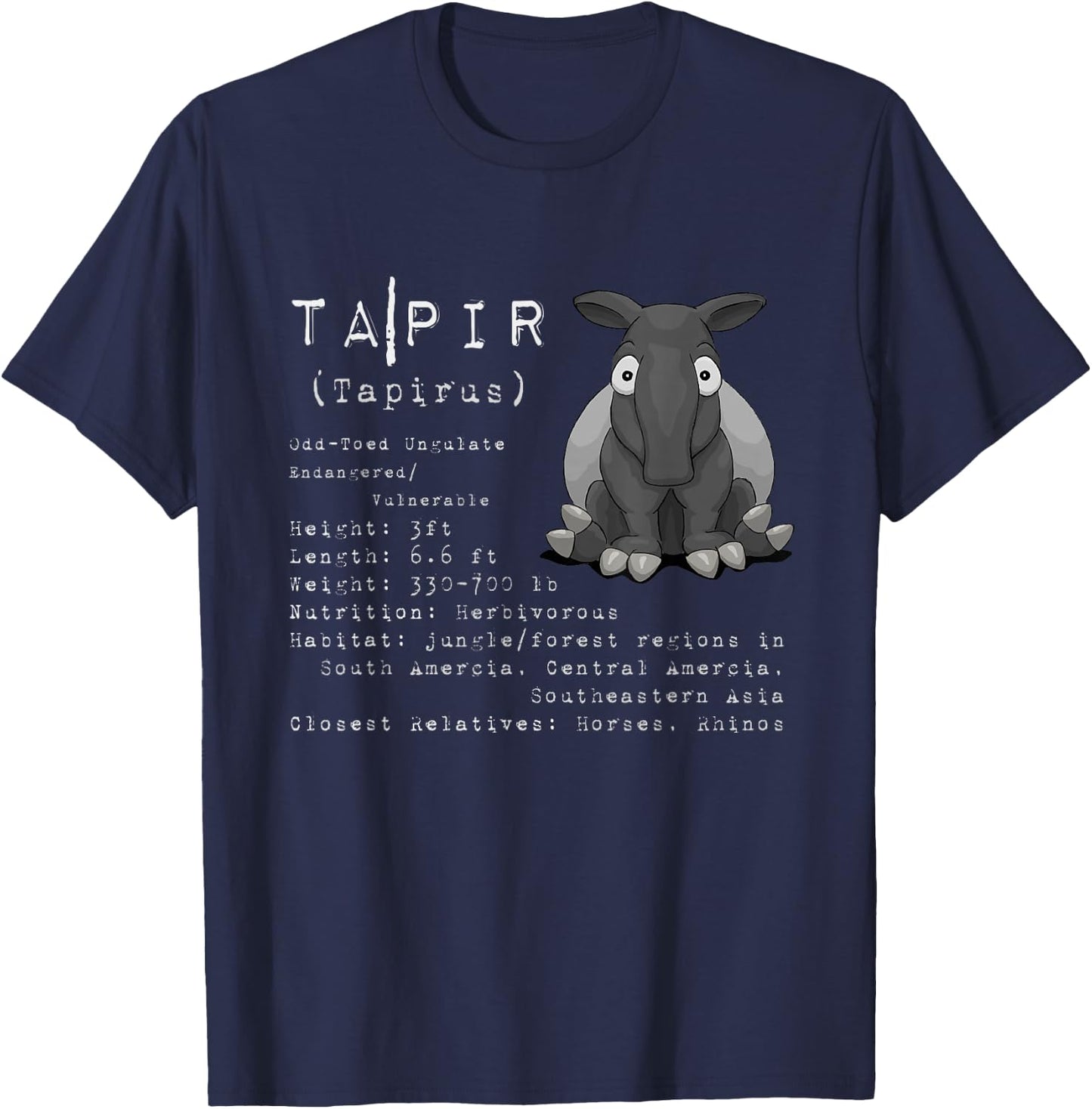 Chubby Malayan Tapir Facts Information T-Shirt - T-Shirt | Navy