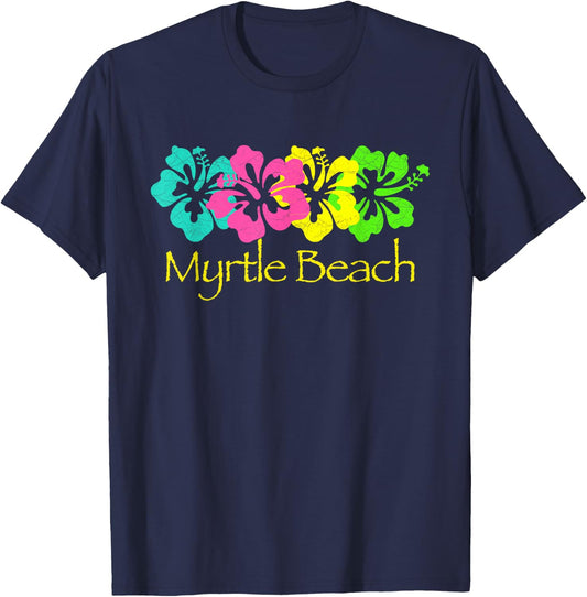 Myrtle Beach Tropical Beach Design/Myrtle Beach Surf T-Shirt - T-Shirt | Navy