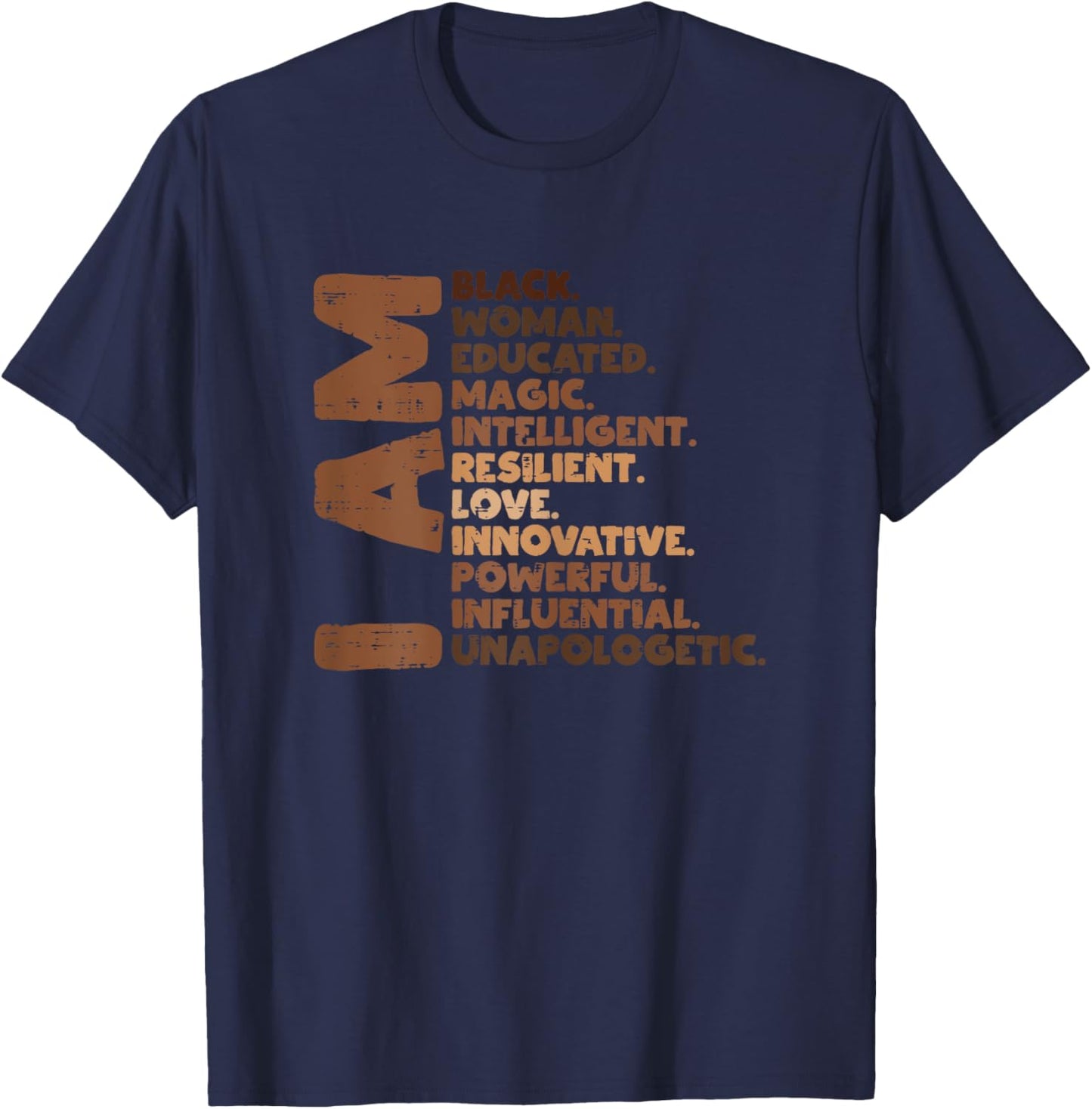 I Am Black Woman Melanin Africa Pride History BHM Women Gift T-Shirt - T-Shirt | Navy