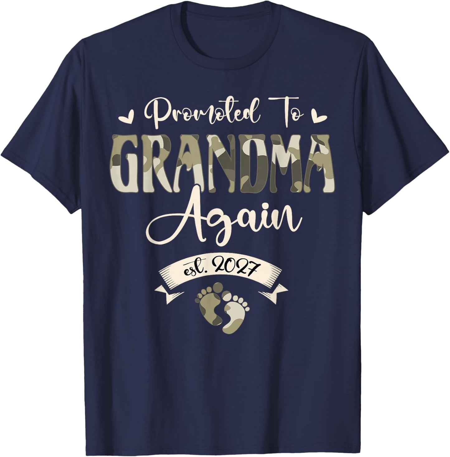 Promoted to Grandma Again 2027 T-Shirt - T-Shirt | Navy