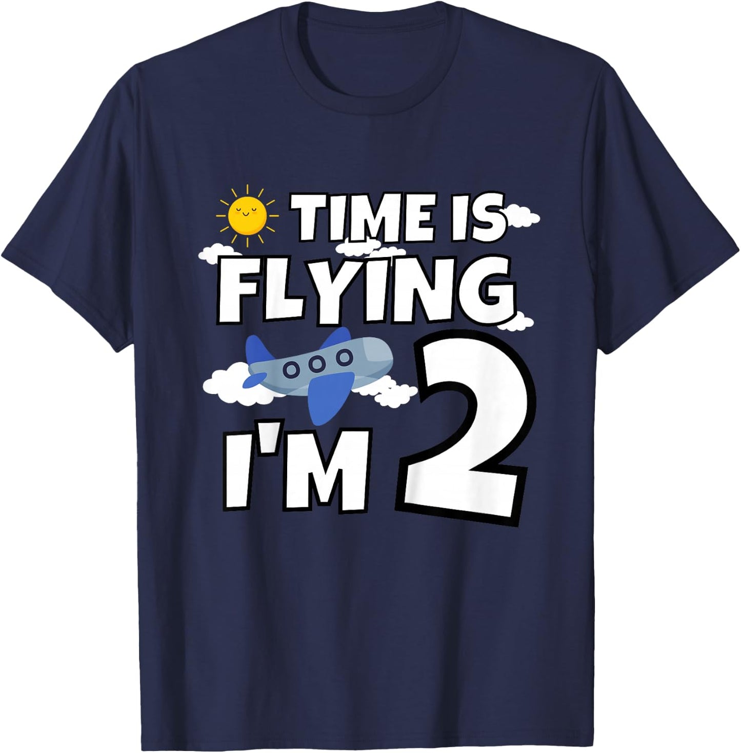 Airplane Pilot Flying in the Sky 2 Year Old 2nd Birthday T-Shirt - T-Shirt | Navy