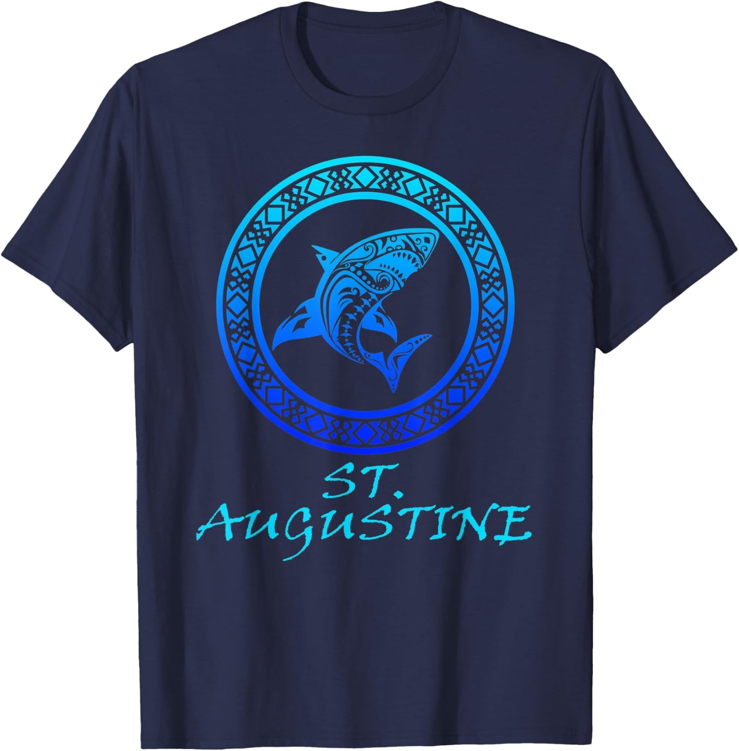 St. Augustine, Florida Vintage Retro Tribal Shark Vacation T-Shirt - T-Shirt | Navy