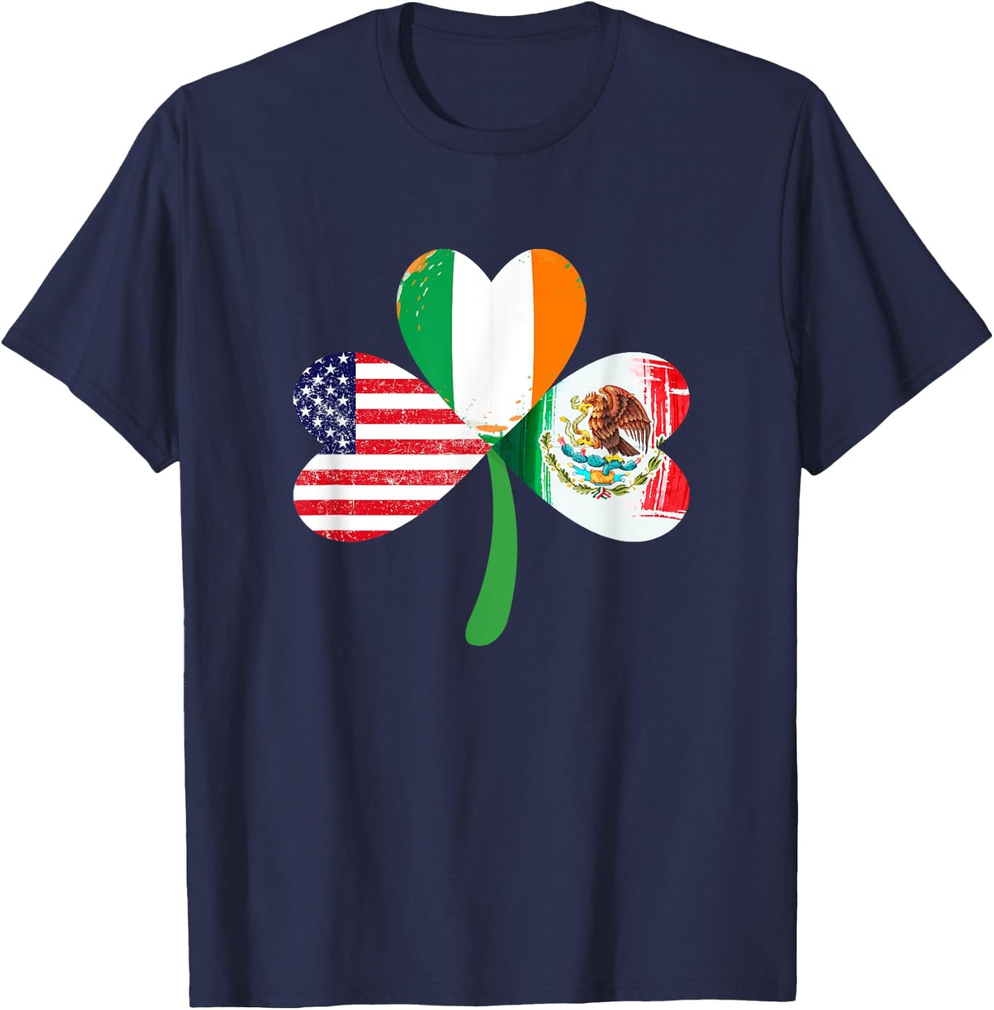 American Ireland Mexican Lucky Leaf Irish St. Patrick's Day T-Shirt - T-Shirt | Navy
