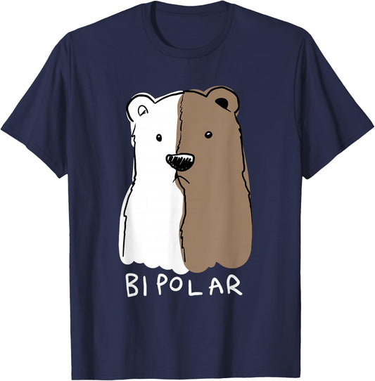 Funny Bipolar Disorder Design Men Women Bipolar Polar Bear T-Shirt - T-Shirt | Navy