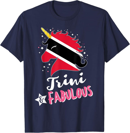 Trinbagonian Unicorn Trinidad and Tobago Flag T-Shirt - T-Shirt | Navy
