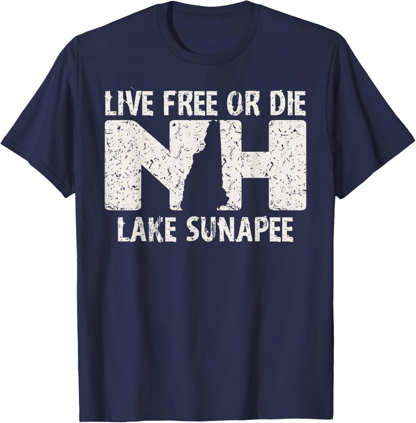 Lake Sunapee, NH Live Free or Die product T-Shirt - T-Shirt | Navy