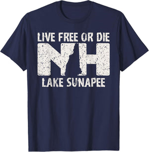 Lake Sunapee, NH Live Free or Die product T-Shirt - T-Shirt | Navy