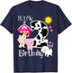 Farm Animals 2 Year Old It's My 2nd Birthday Party Bday Girl T-Shirt - T-Shirt | Navy