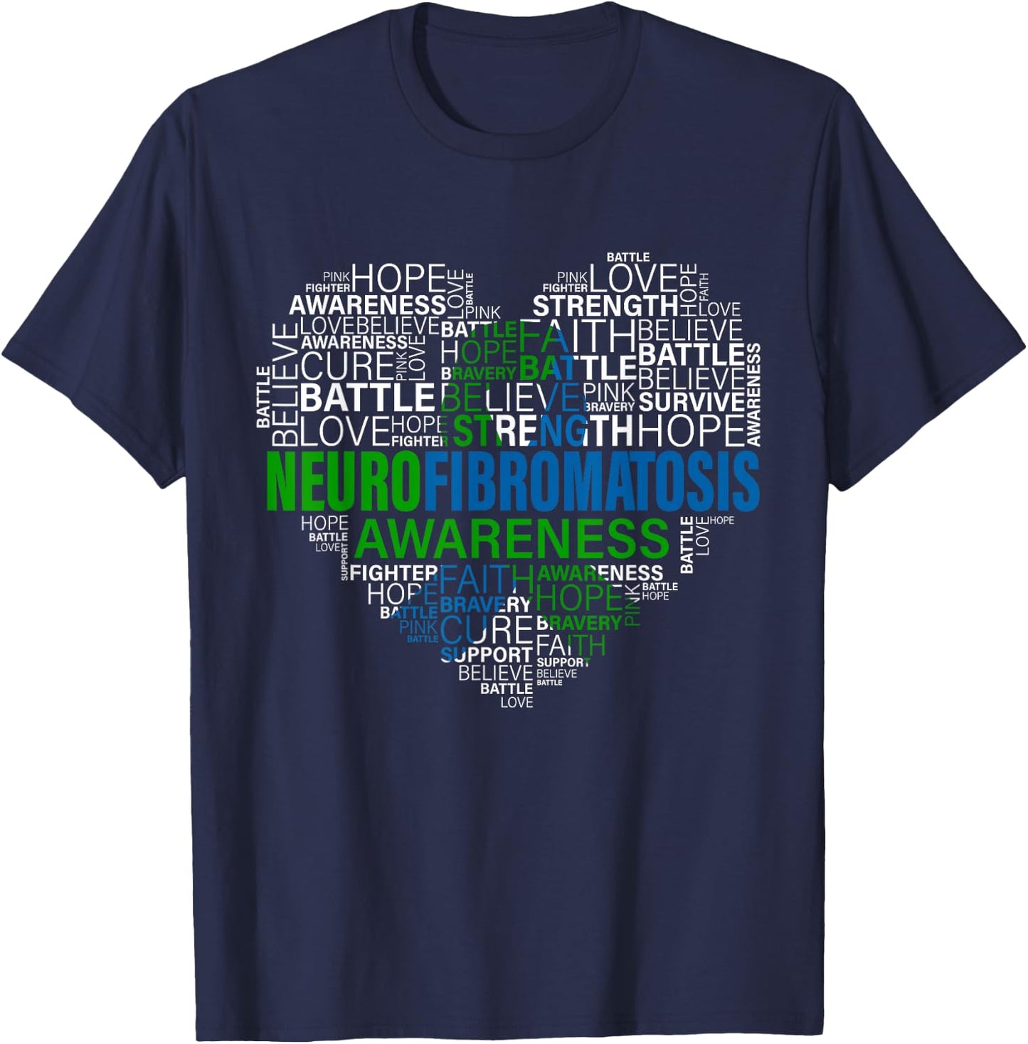 Neurofibromatosis Awareness Hope Support Strong Warrior T-Shirt - T-Shirt | Navy