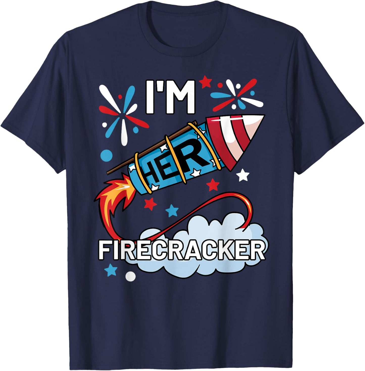 I'm Her Firecracker July 4th Matching Couple Cute T-Shirt - T-Shirt | Navy