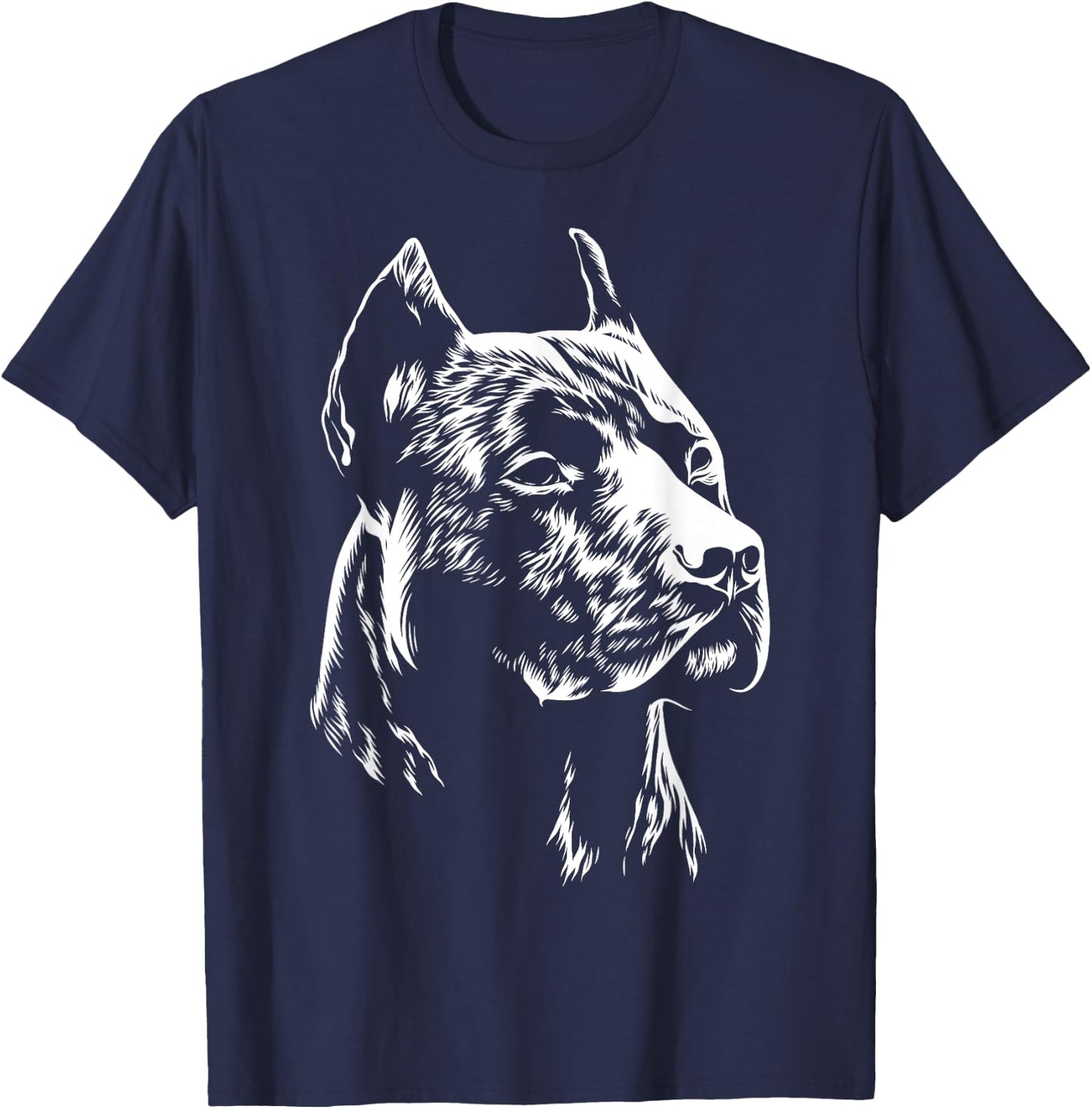 White Portrait | American Pitbull Terrier T-Shirt - T-Shirt | Navy