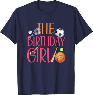 The Birthday Girl Sports Matching Family Party T-Shirt - T-Shirt | Navy