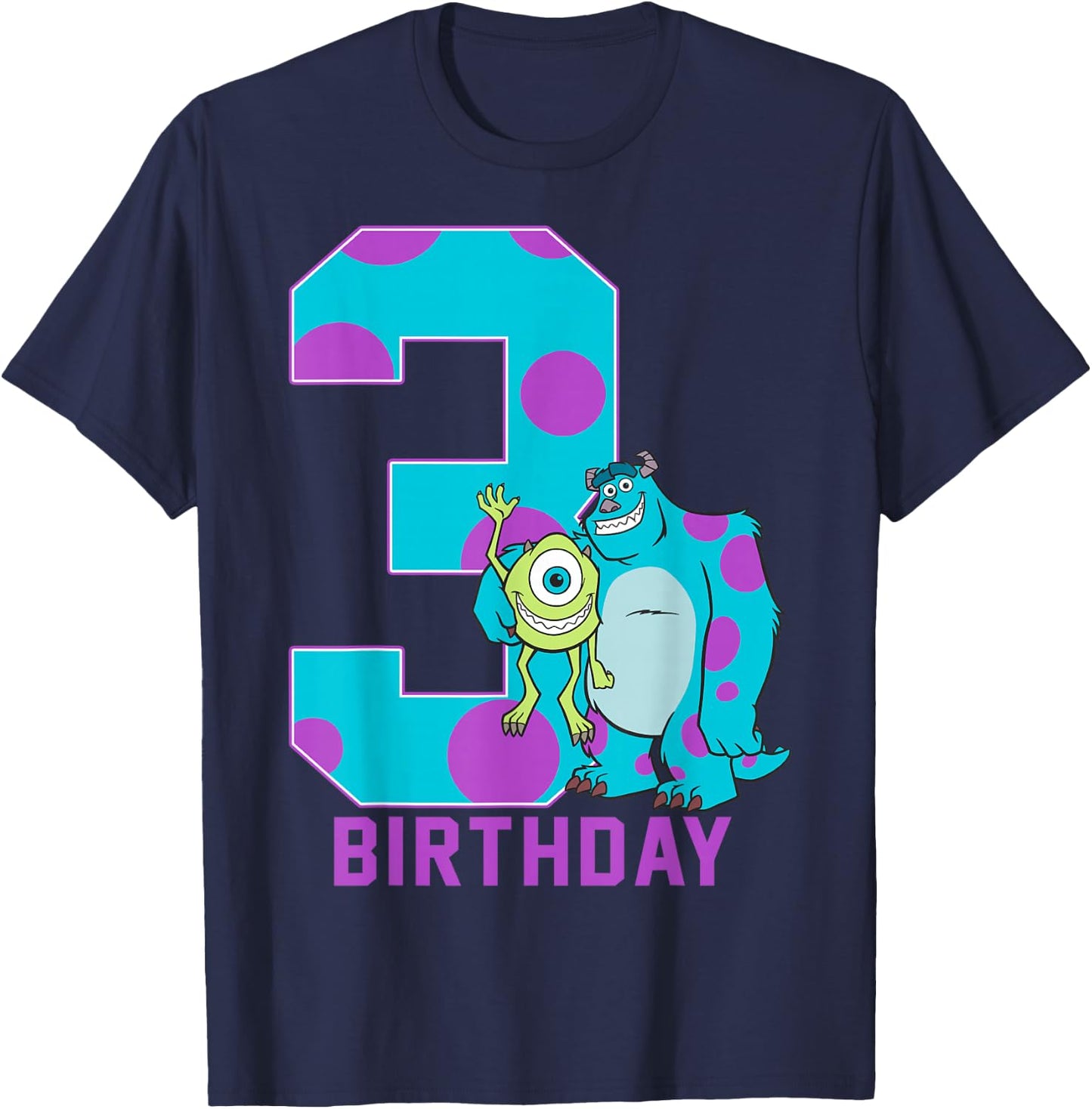 Disney Pixar Monsters Inc. Mike and Sully 3rd Birthday T-Shirt - T-Shirt | Navy