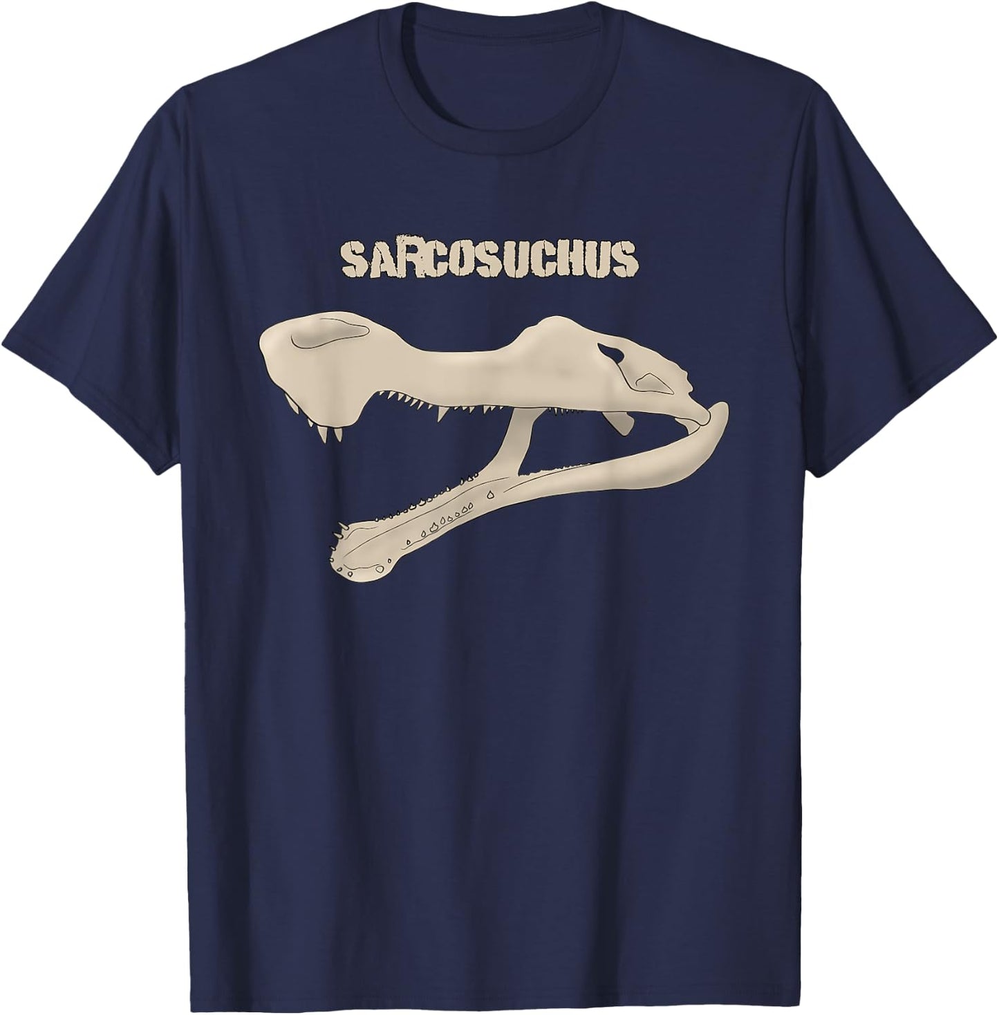 Dinosaur Sarcosuchus Fossil Crocodile Prehistoric Lizard T-Shirt - T-Shirt | Navy