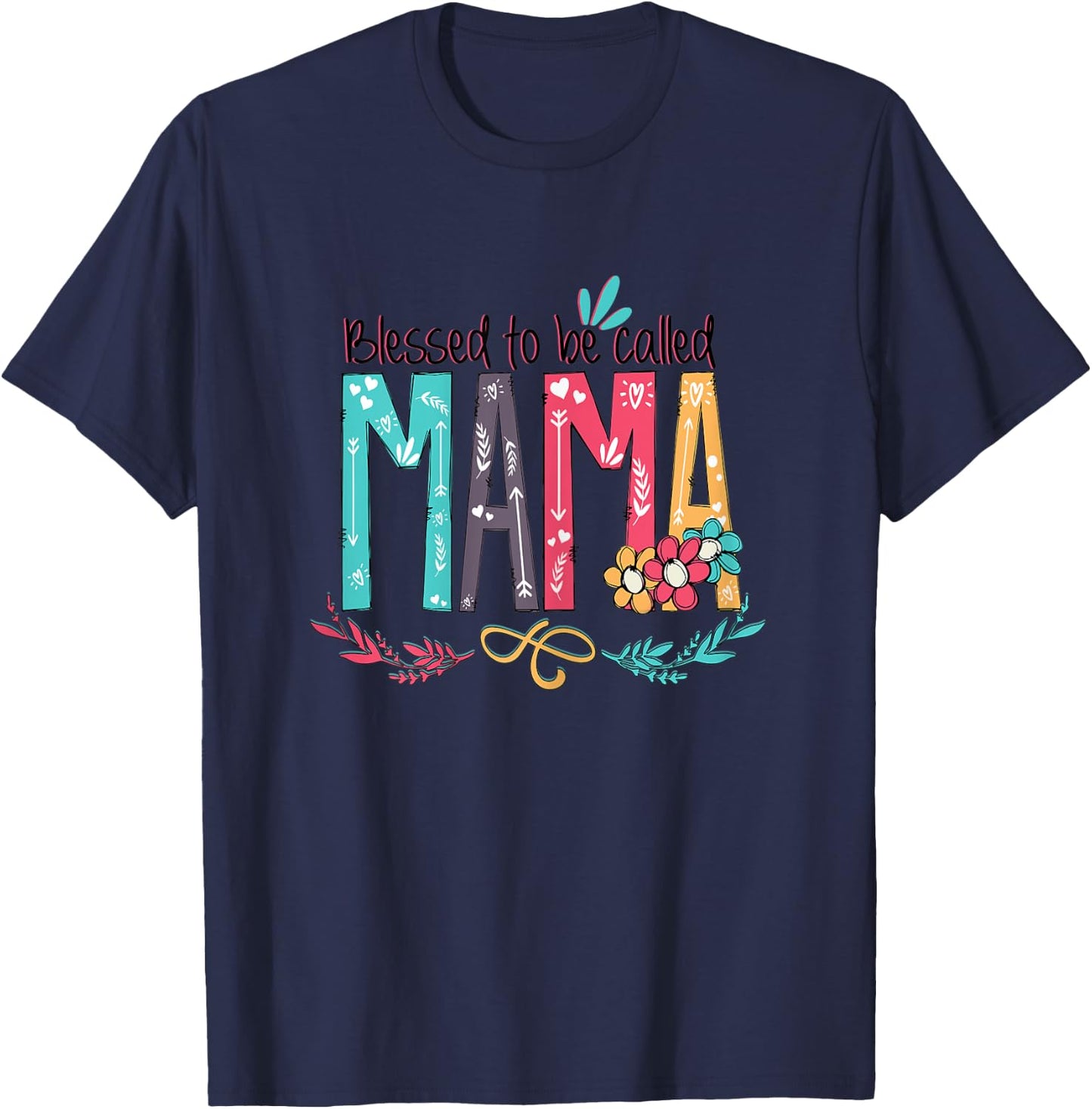 Blessed to be called MaMa Colorful gifts-Grandma T-Shirt - T-Shirt | Navy