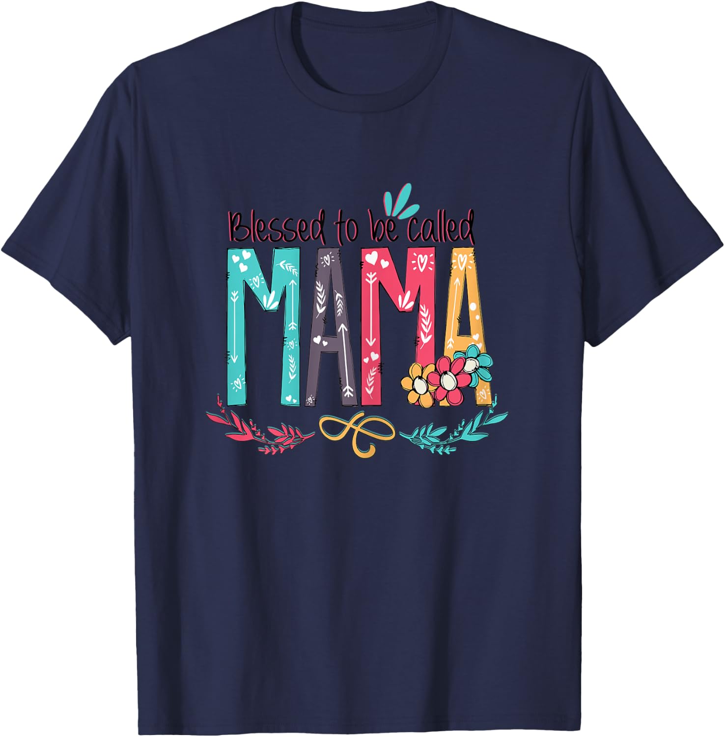 Blessed to be called MaMa Colorful gifts-Grandma T-Shirt - T-Shirt | Navy
