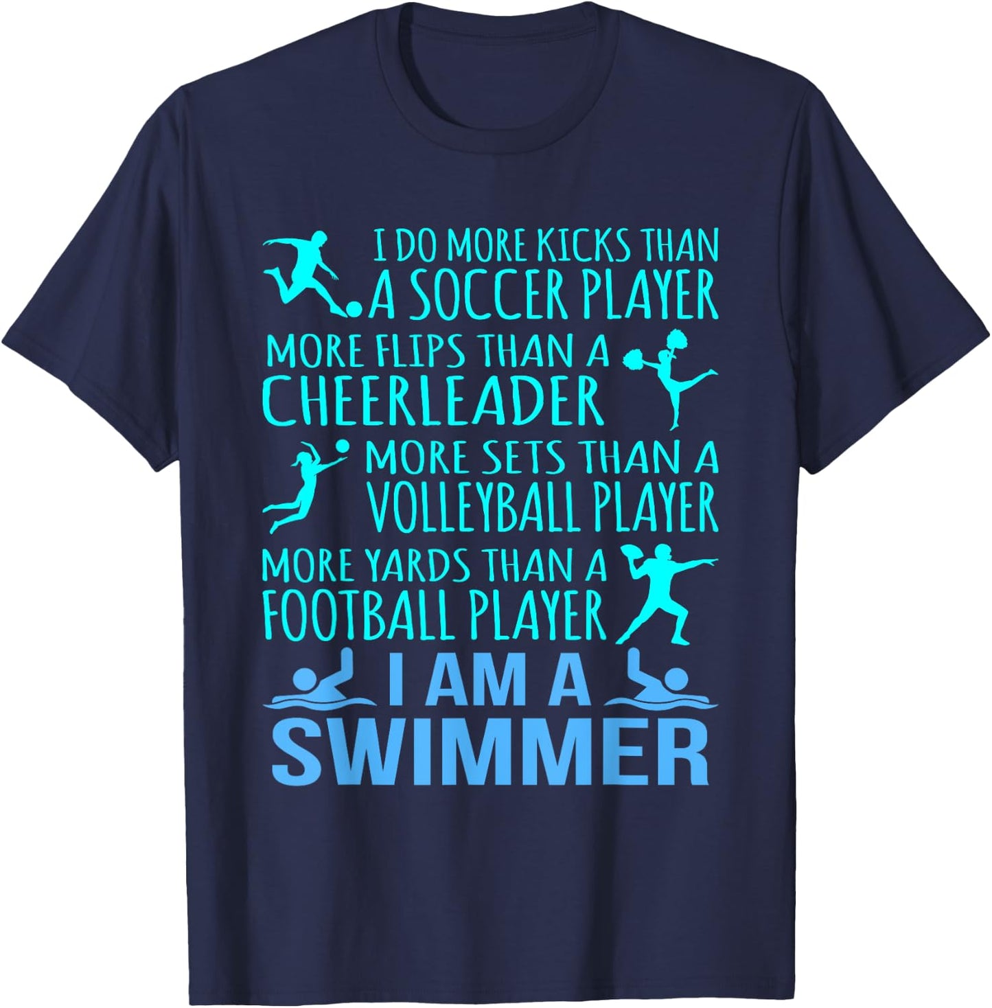 I Am A Swimmer Funny Swimming Swim Coach Men Women Graphic T-Shirt - T-Shirt | Navy