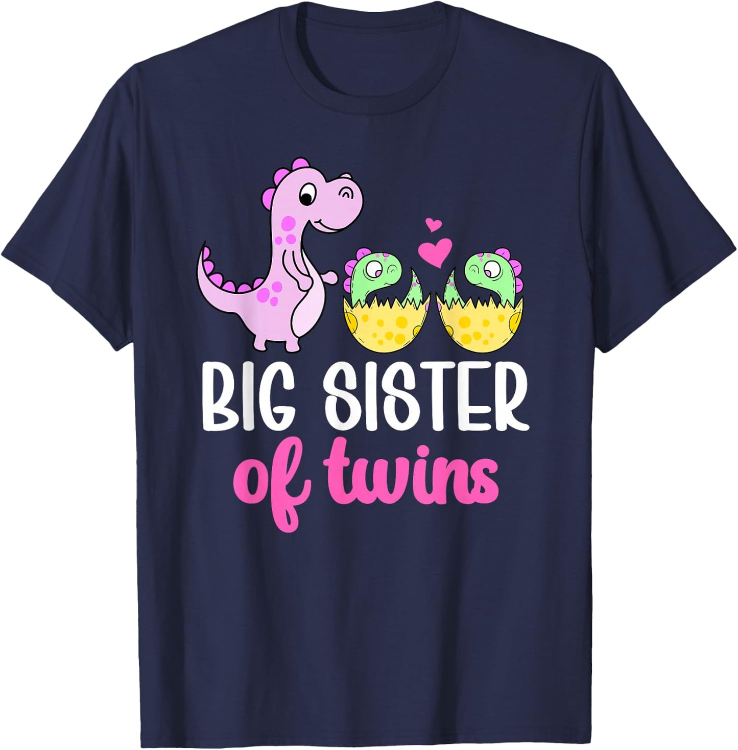 Big Sister Of Twins Big Sister Big Twin Sister T-Shirt - T-Shirt | Navy