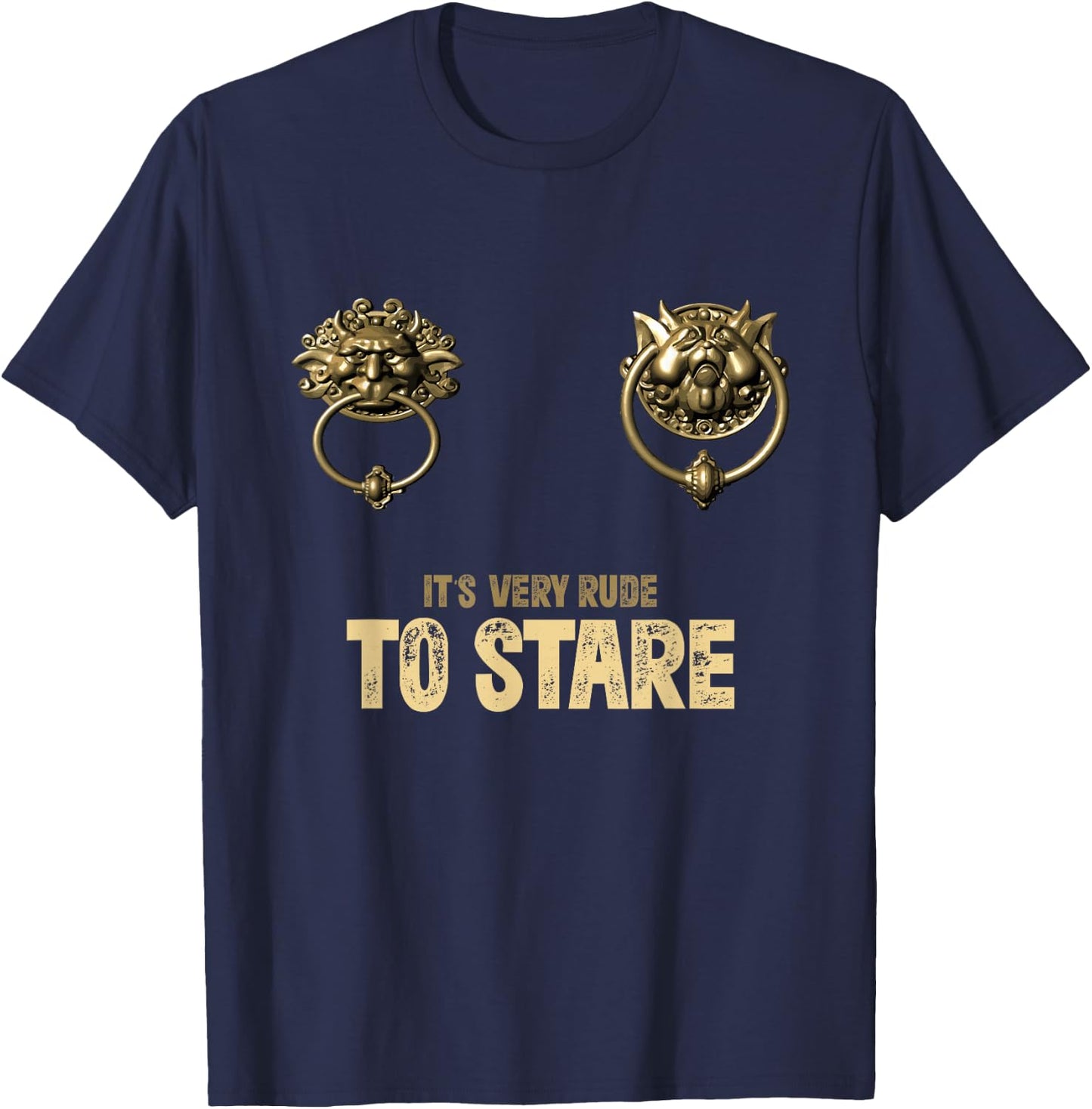 It's Very Rude to Stare Labyrinth Door Knocker T-Shirt - T-Shirt | Navy