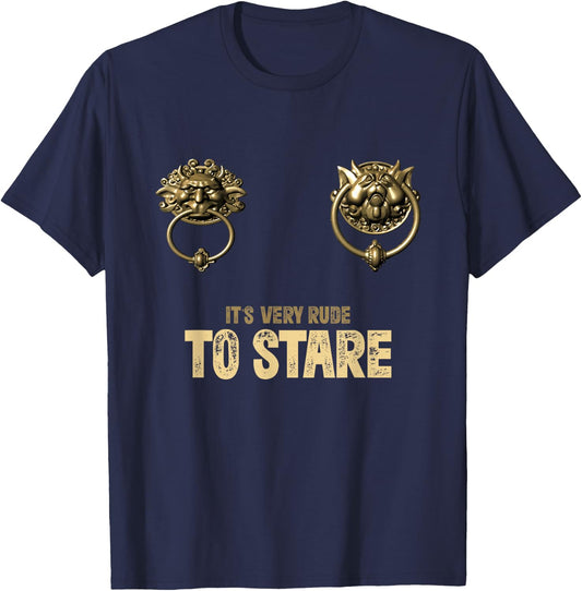 It's Very Rude to Stare Labyrinth Door Knocker T-Shirt - T-Shirt | Navy